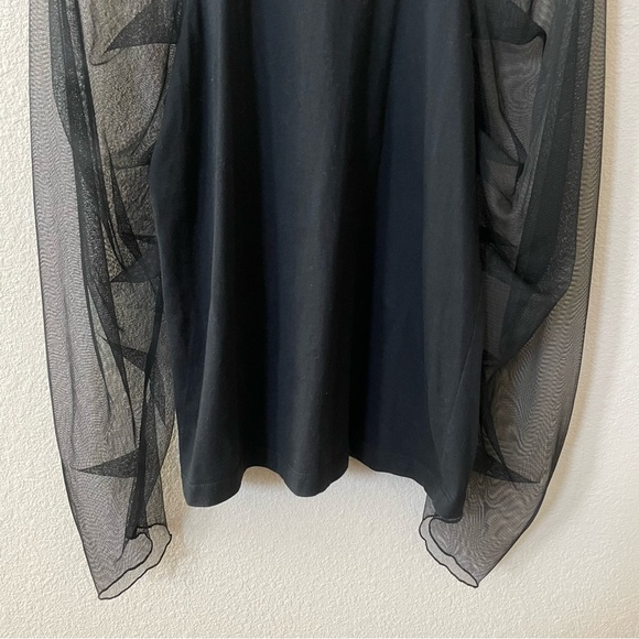 SEE BY CHLOE Crewneck Mesh Puff Sleeve Black Top Sz:S - Picture 5 of 8